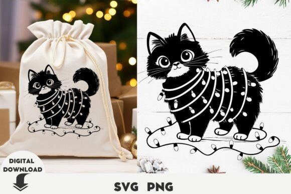 Cute Cat Christmas Svg for Embroidery Projects