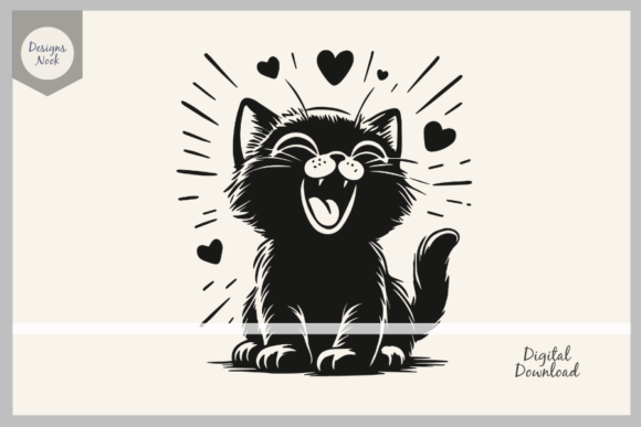 Kitten SVG Laughing Cat Silhouette