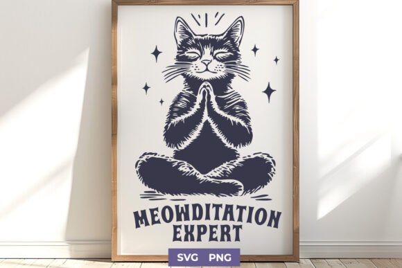 Meowditation Expert Cat SVG PNG Design Review