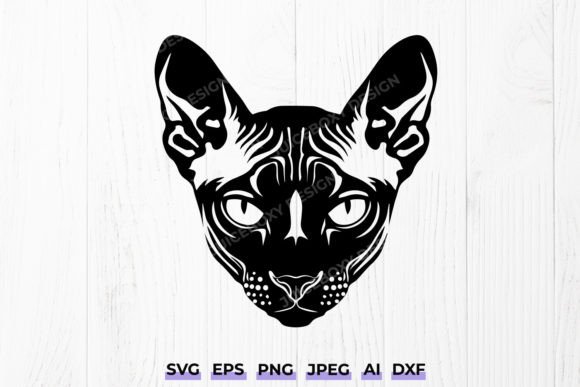 Sphynx Cat Face SVG - Hairless Cat Svg